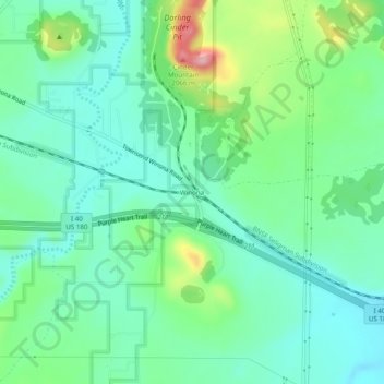 Winonaの地形図、標高、地勢