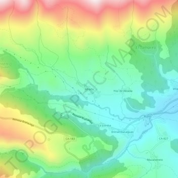 Abiadaの地形図、標高、地勢