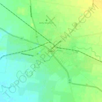 Dalbyの地形図、標高、地勢