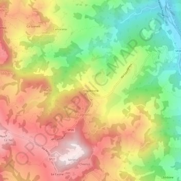 Villa Biboneの地形図、標高、地勢