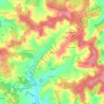 Bassetの地形図、標高、地勢
