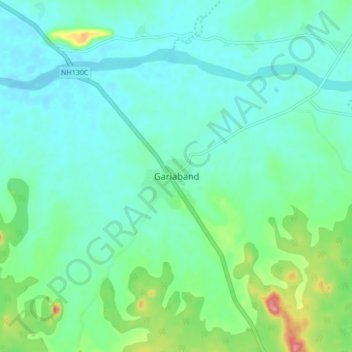 Gariabandの地形図、標高、地勢