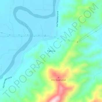 Palmiraの地形図、標高、地勢