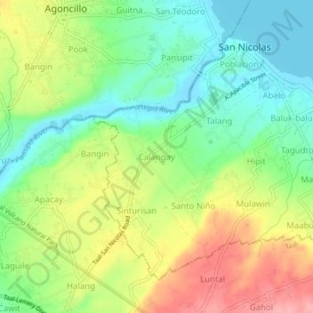 Calangayの地形図、標高、地勢