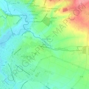 Charzaisの地形図、標高、地勢