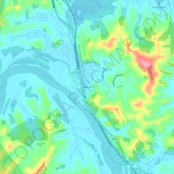 Mercerの地形図、標高、地勢