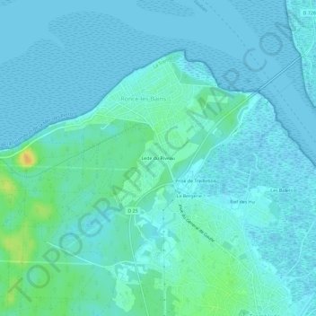 Lede du Riveauの地形図、標高、地勢