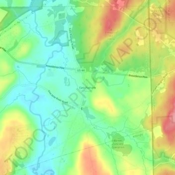 East Putnamの地形図、標高、地勢