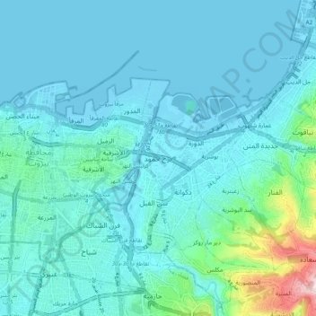 Burj Hammoudの地形図、標高、地勢
