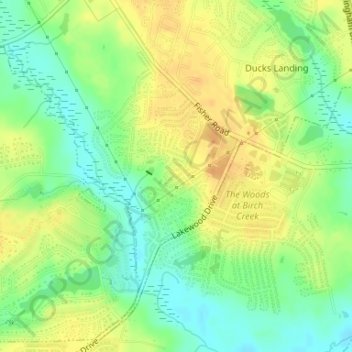 Atlantic Coastal Plainの地形図、標高、地勢