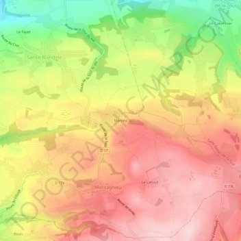 Marlieuの地形図、標高、地勢