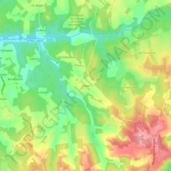 L'Hermの地形図、標高、地勢