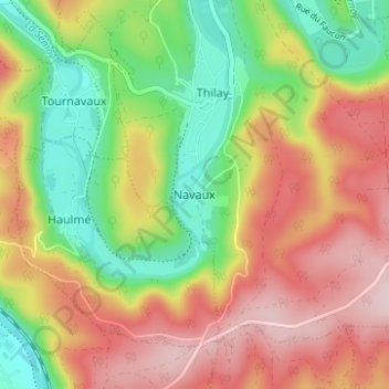 Navauxの地形図、標高、地勢