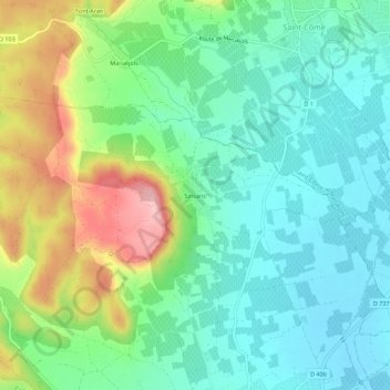 Sinsansの地形図、標高、地勢