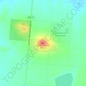 Cerro Grandeの地形図、標高、地勢