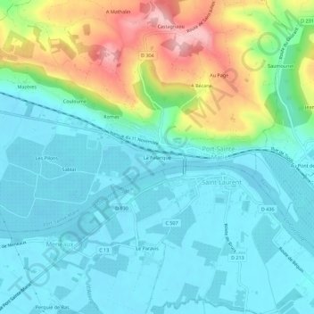 La Palanqueの地形図、標高、地勢