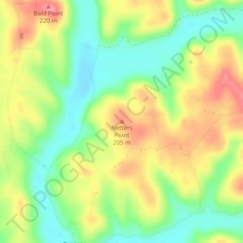 Netters Pointの地形図、標高、地勢