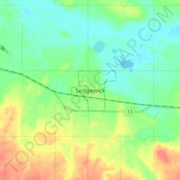 Sedgewickの地形図、標高、地勢