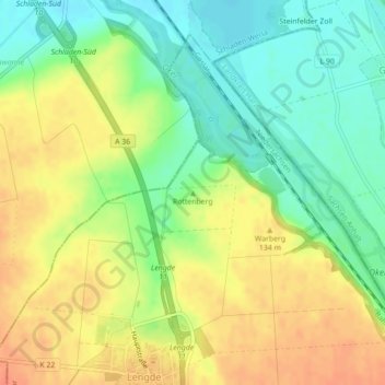 Rottenbergの地形図、標高、地勢