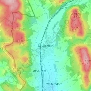 Neukenrothの地形図、標高、地勢