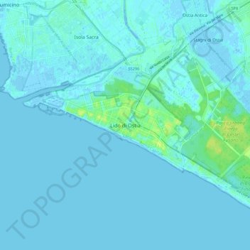 Lido di Ostiaの地形図、標高、地勢