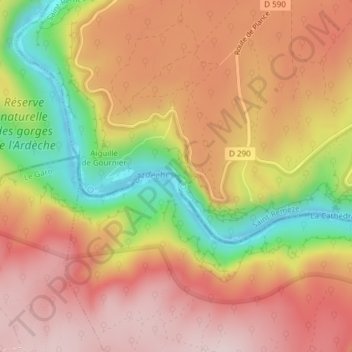 Rapide du Grand Gourの地形図、標高、地勢