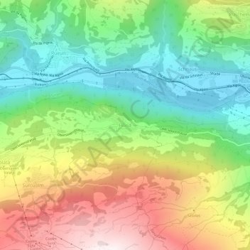 Flondの地形図、標高、地勢