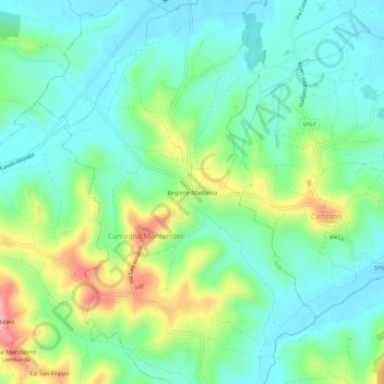 Regione Madonnaの地形図、標高、地勢
