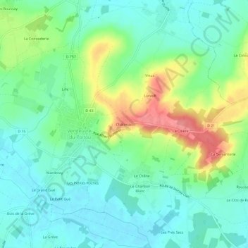 Chatenaisの地形図、標高、地勢
