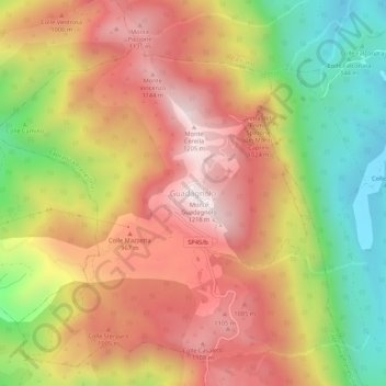 Guadagnoloの地形図、標高、地勢