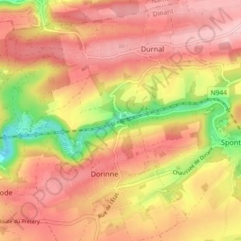 Chansinの地形図、標高、地勢