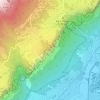 Table d'orientation du Bec Margainの地形図、標高、地勢