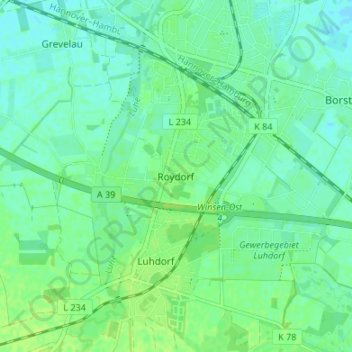 Roydorfの地形図、標高、地勢