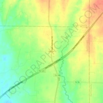 Desertの地形図、標高、地勢