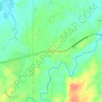 Caduha-anの地形図、標高、地勢