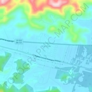 Ana Diasの地形図、標高、地勢