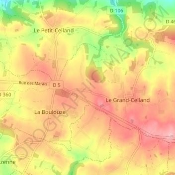 Launayの地形図、標高、地勢