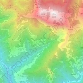 Leviglianiの地形図、標高、地勢