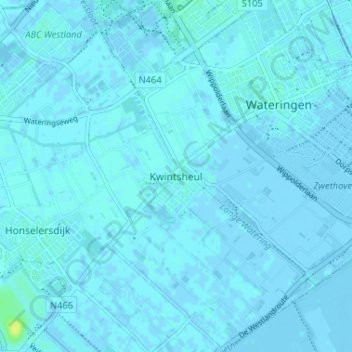 Kwintsheulの地形図、標高、地勢