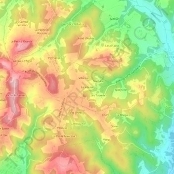 La Villenieの地形図、標高、地勢