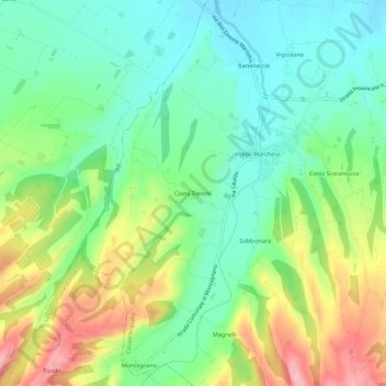 Costa Trenchiの地形図、標高、地勢
