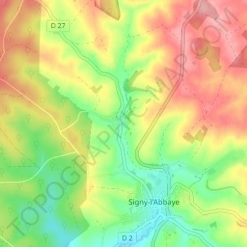 Librecyの地形図、標高、地勢