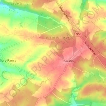Les Culotsの地形図、標高、地勢