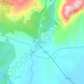 Ramacastañasの地形図、標高、地勢