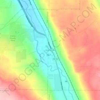 South Walesの地形図、標高、地勢