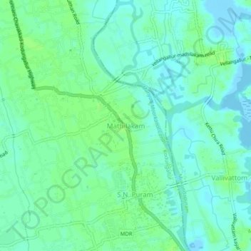 Mathilakamの地形図、標高、地勢