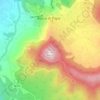 Monte Cavoの地形図、標高、地勢