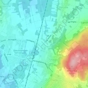Ponte dei Sassiの地形図、標高、地勢