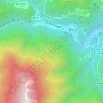 Comba Molinoの地形図、標高、地勢