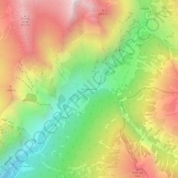 Rochemollesの地形図、標高、地勢